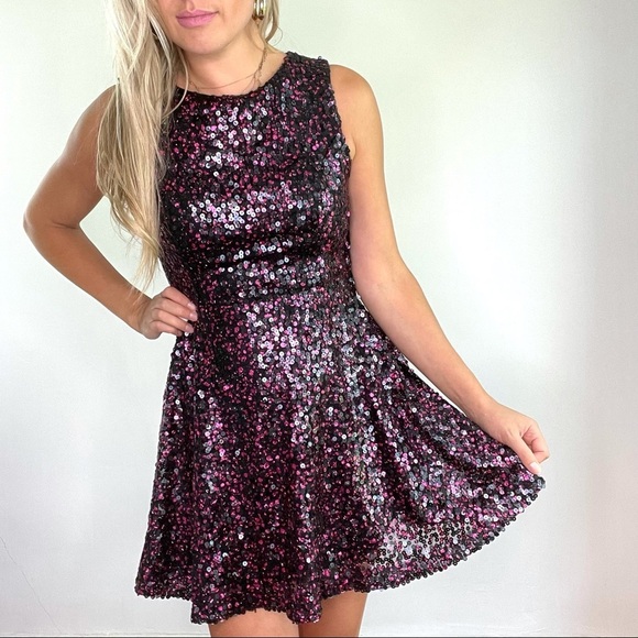 Adrianna Papell Black & Pink Sequin Cut Out Dress - Picture 13 of 13